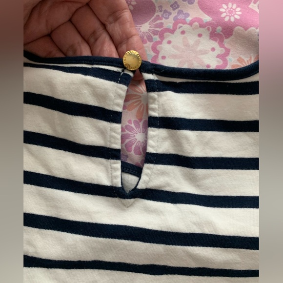 LAUREN by Ralph Lauren navy & white striped peplum blouse size Medium - Picture 10 of 11